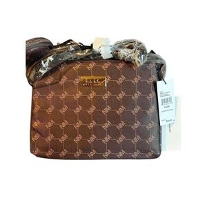 NWT Nicole Miller NY Crossbody Bag Brown NM Monogram Print Purse with Coin Pouch